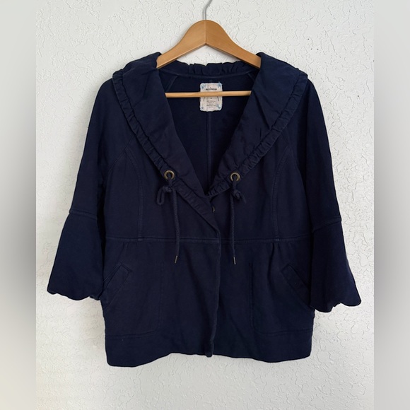 Anthropologie Tops - Anthropologie Allihop Navy Cropped sweatshirt jacket